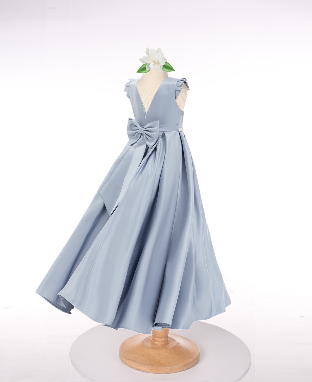 Satin Flower Girl Dress With Rhinestones Open Back Flower Girl Dresses