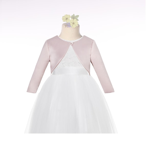 Flower Girl Satin Cape Toddler Satin Bolero Wedding Shrug Ivory