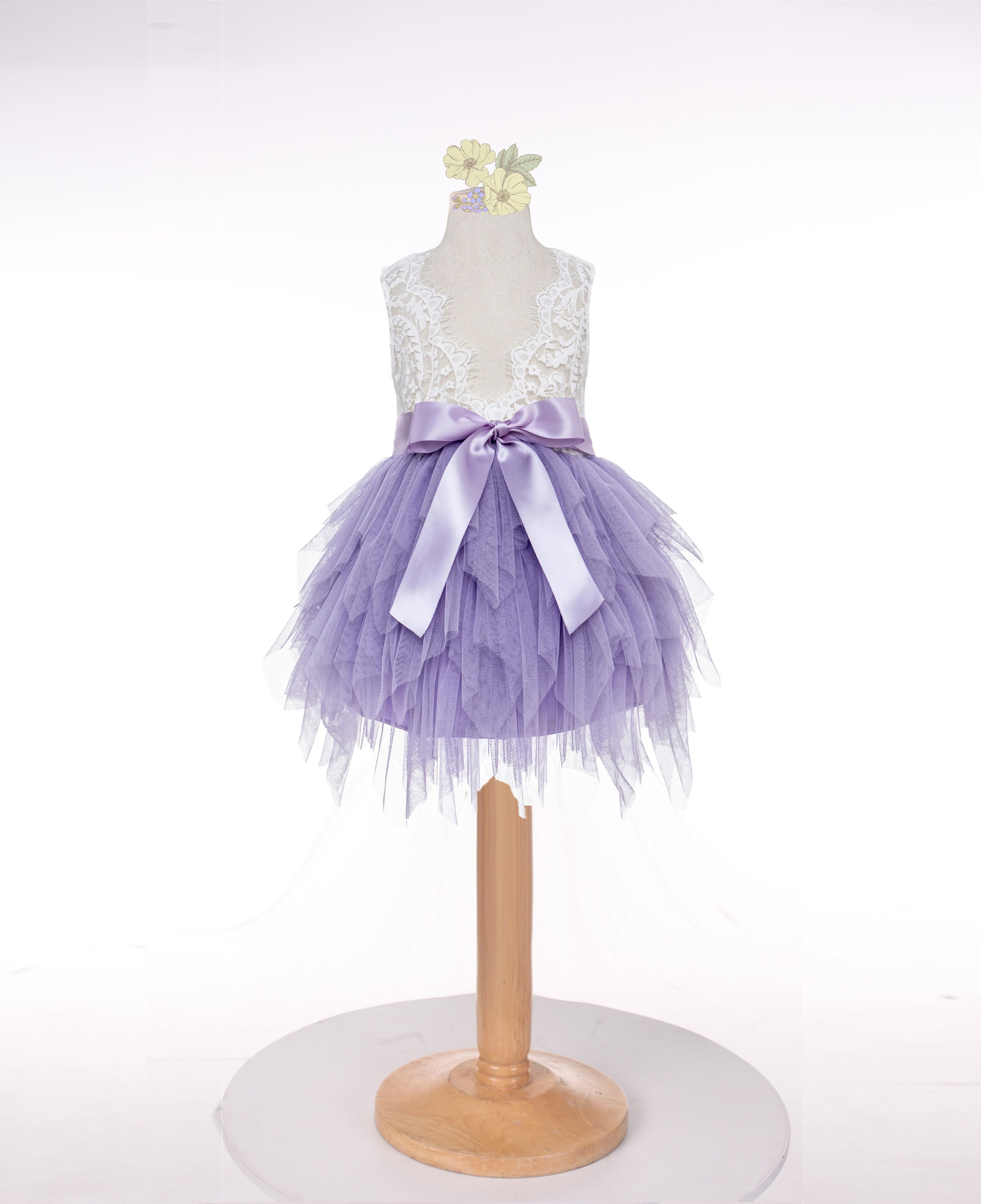 Tiered Tulle Flower Girl Dresses Lace Back Flower Girl Dress | Etsy