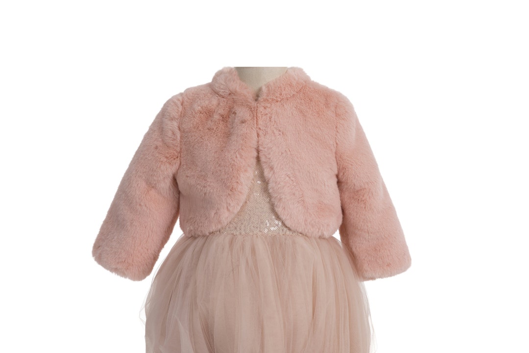 Blush Pink Toddler Faux Fur Capes, Junior Boleros, Wedding Fur Jackets