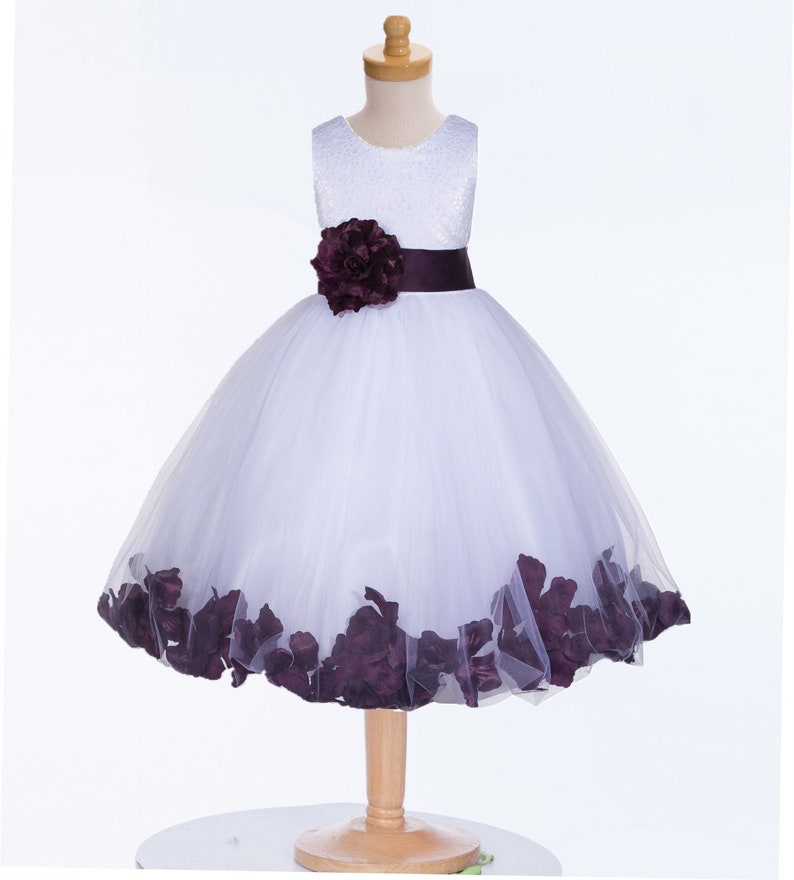 Floral Lace White Flower Girl Dress Rose Petals Flower Girl Etsy
