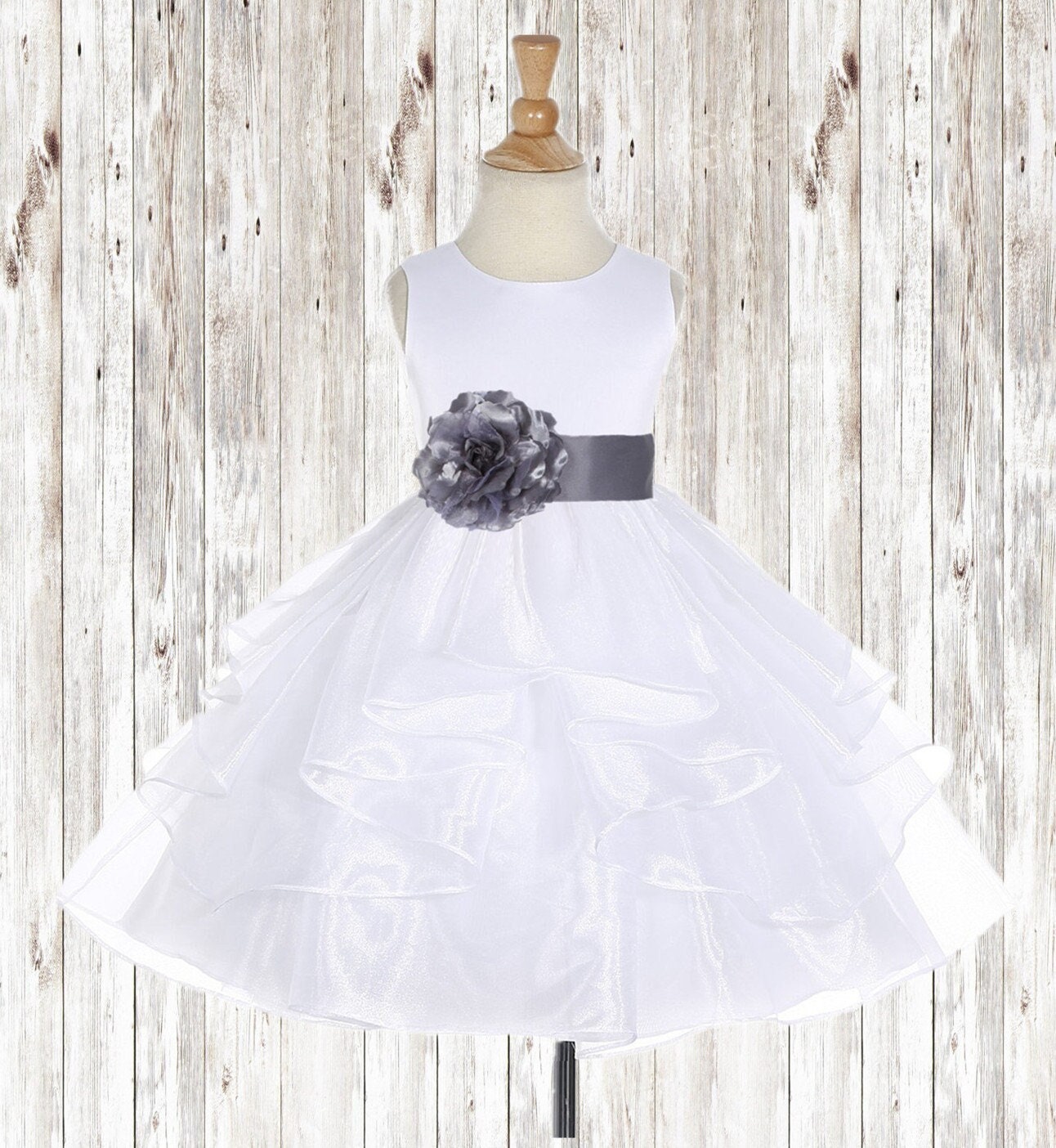 Organza White Flower Girl Dress with Tie Sash Bow Holy Etsy