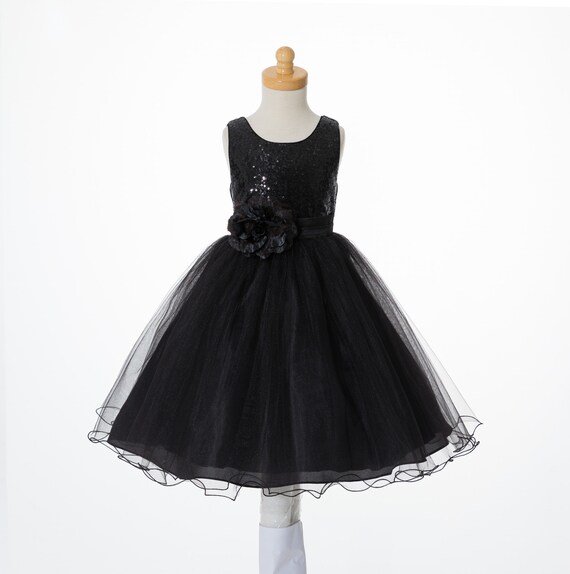 black sequin girls dress