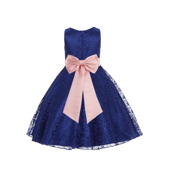 dark blue flower girl dresses