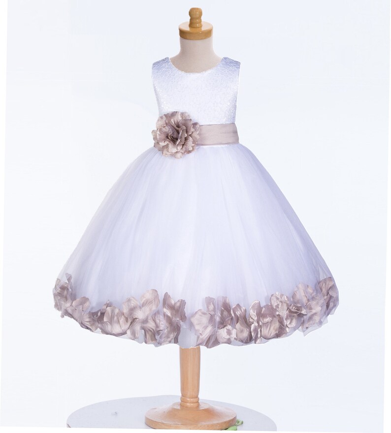Floral Lace White Flower Girl Dress Rose Petals Flower Girl Etsy