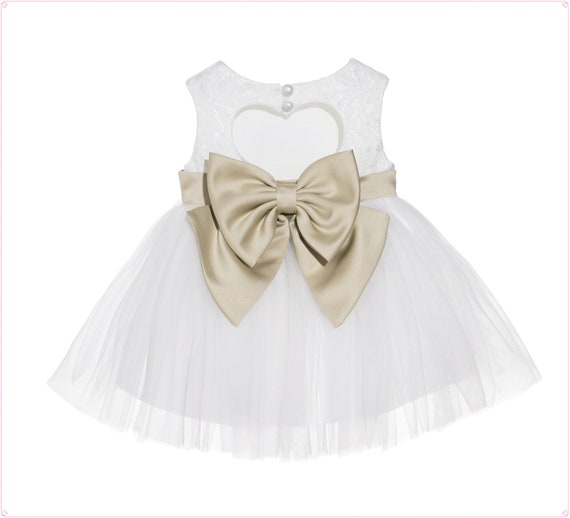 Buy Heart Cutout Ivory Girl Dress Open Back Dress Online in - Etsy