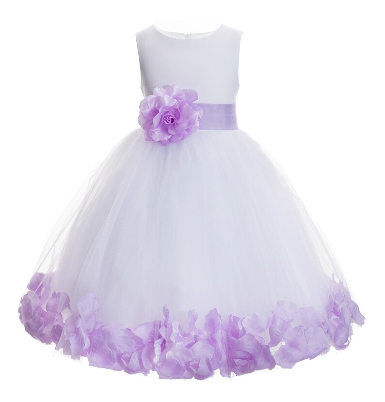 White Flower Girl Dress Floral Petals Design Wedding Junior Etsy