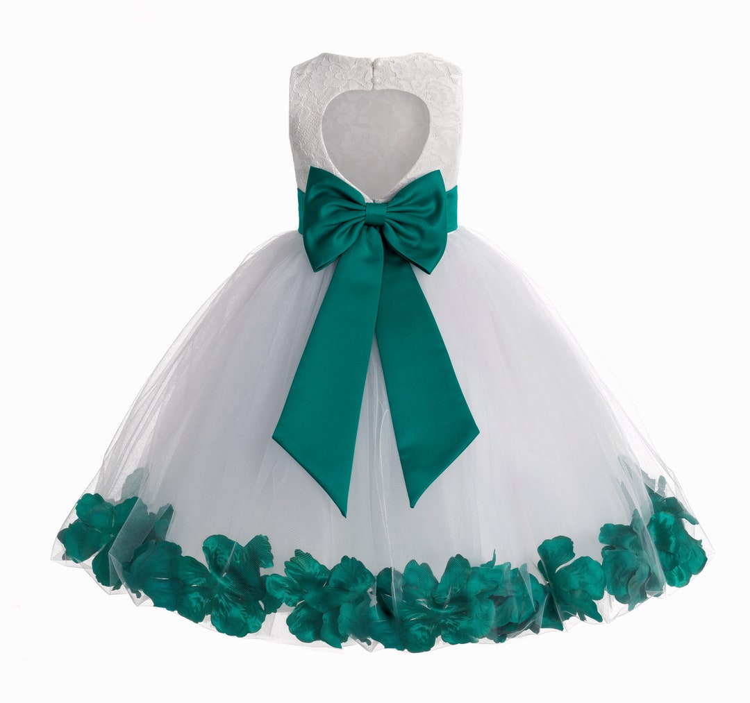 White Flower Girl Dress Heart Shaped Cutout Petals Dresses Etsy