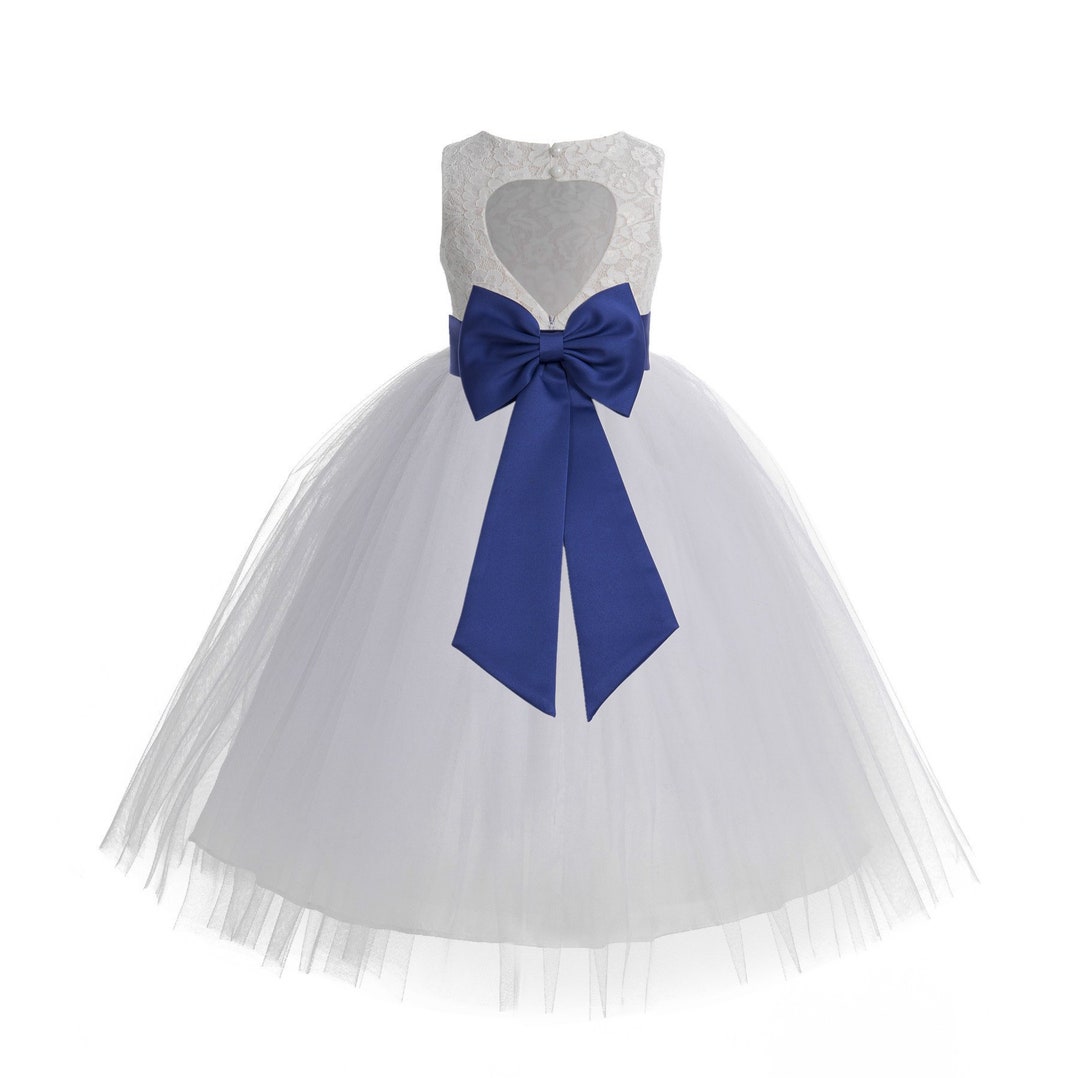 Heart Cutout White Lace Flower Girl Dress Girls Tulle - Etsy