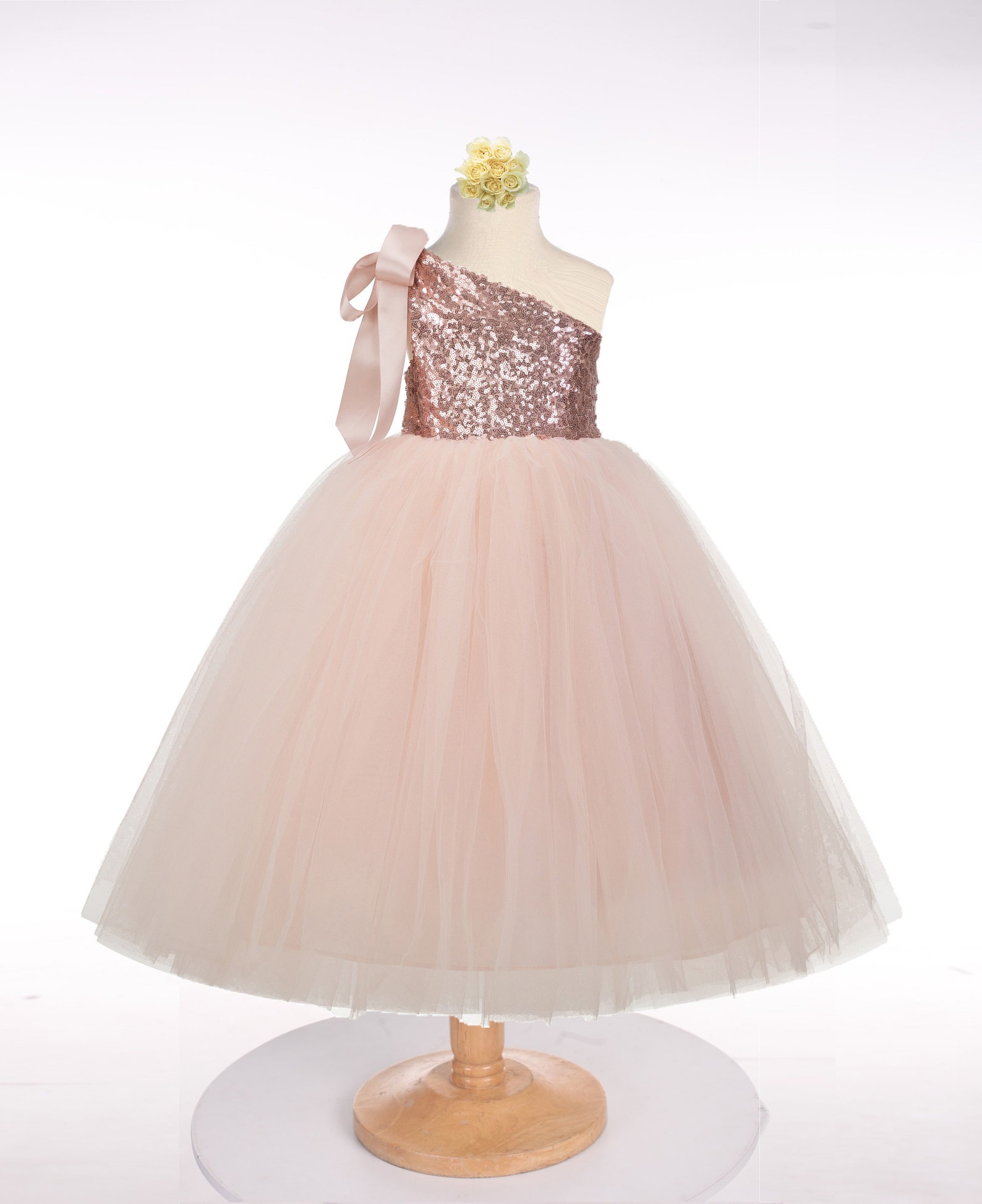 One Shoulder with Flower Flower Girl Dress Grape