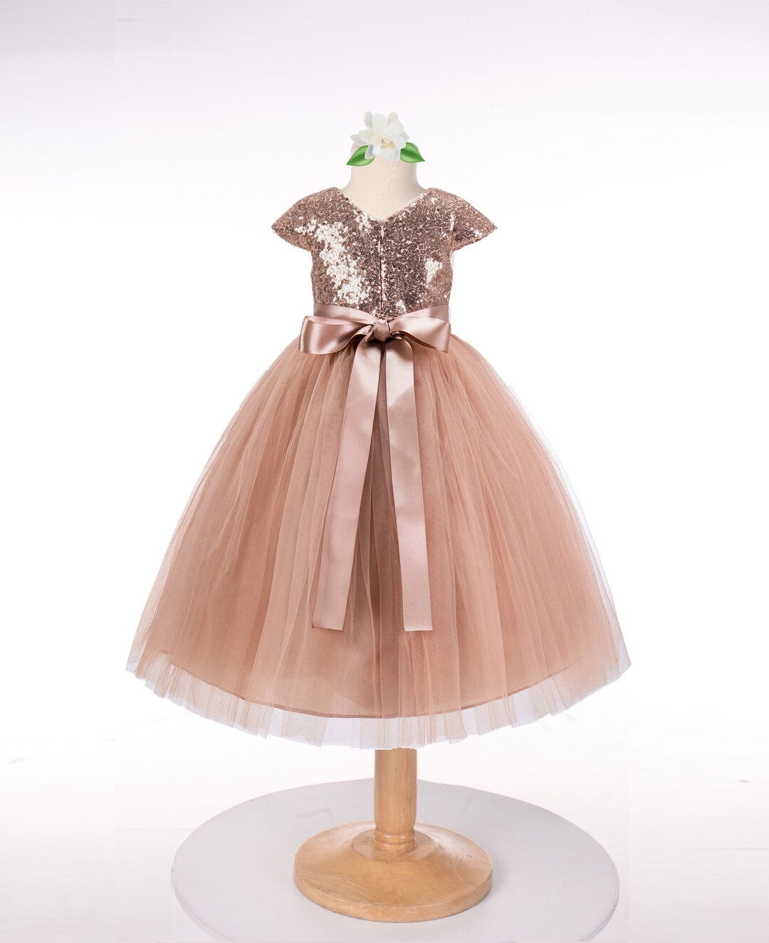 Rose Gold Sequins Mesh Flower Girl Dress With Sleeves Tulle - Etsy