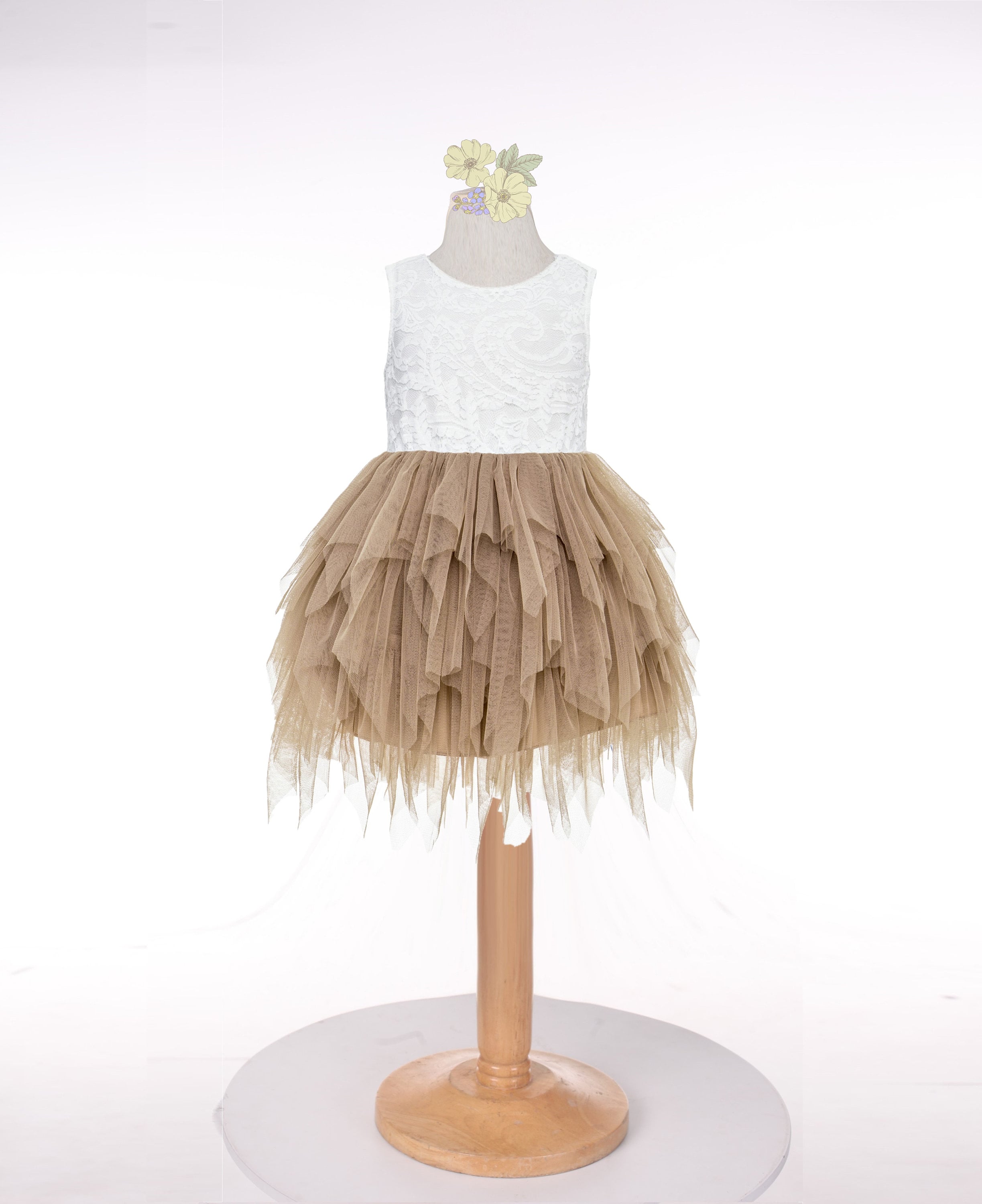 Off Shoulder Lace Tulle Applique Flower Girl Dresses for 3-12 Years Old