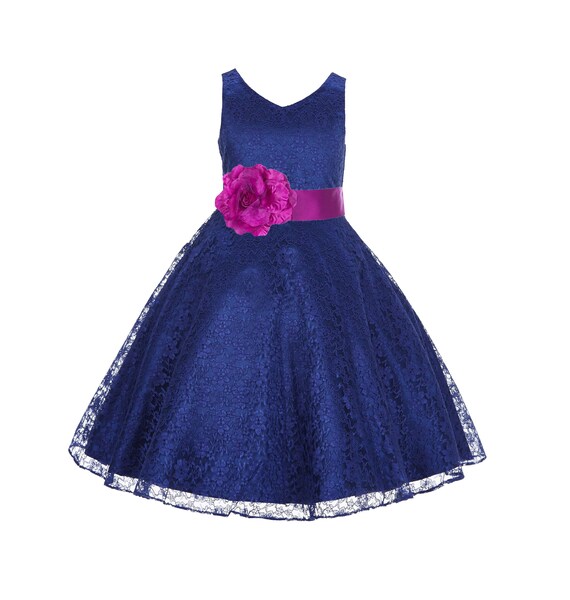Lace Overlay Flower Girl Dress Wedding Bridesmaid Easter Pageant Formal Vintage