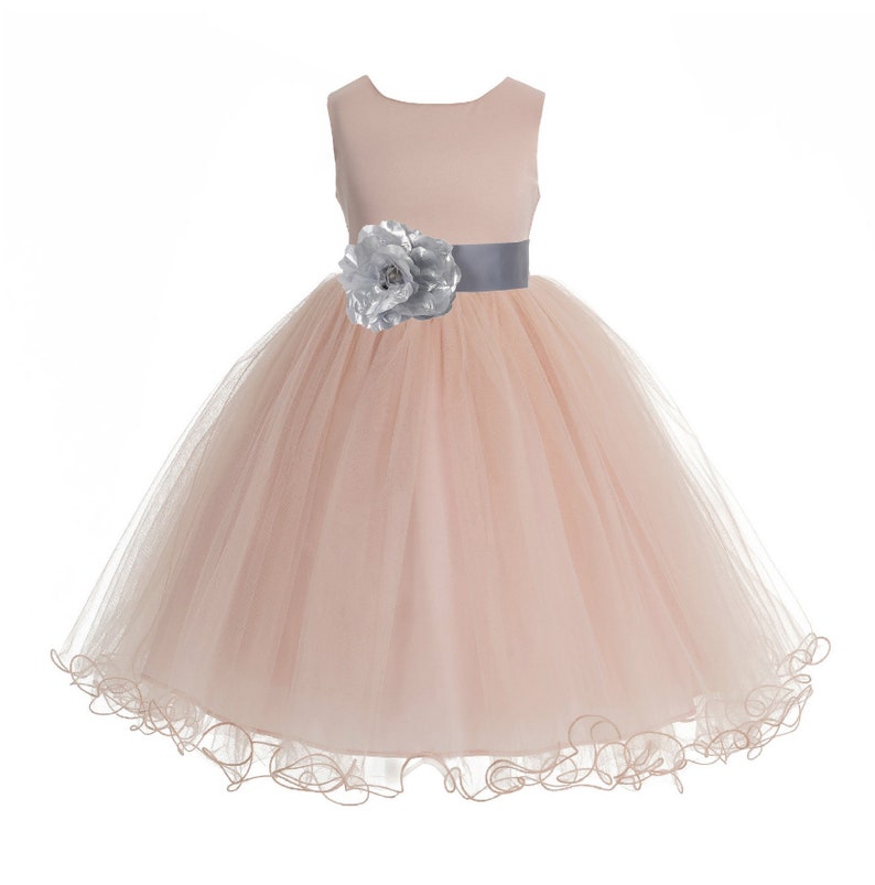 Blush Pink Flower Girl Dress with Sash Bow Pink Tulle Dress Etsy