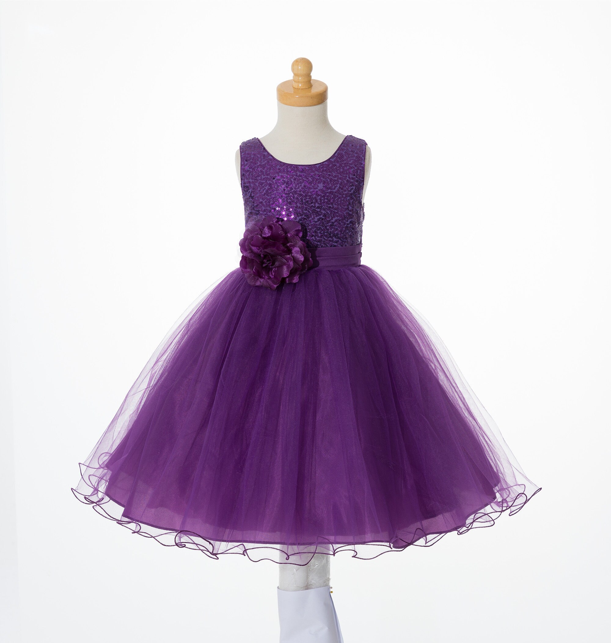 Purple Sequin Mesh Flower Girl Dress Black Tulle Dress Wedding Etsy