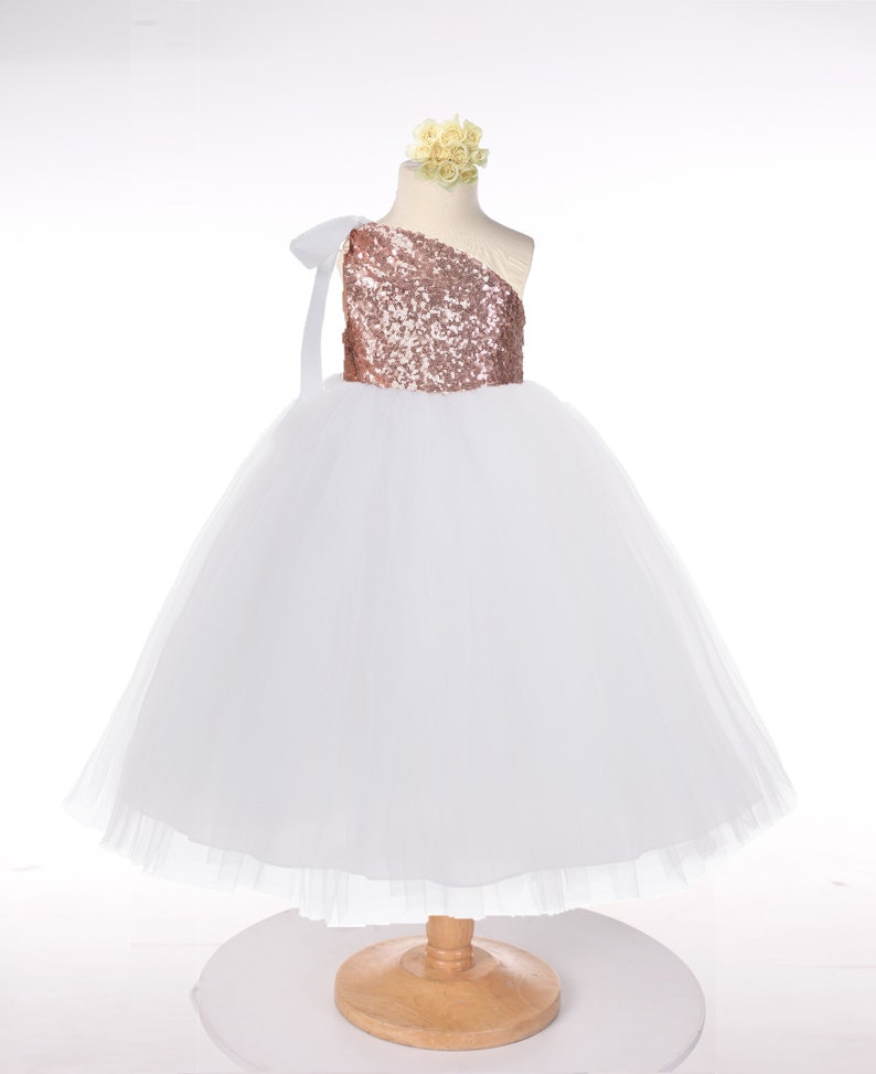 One Shoulder with Flower Flower Girl Dress Sunset