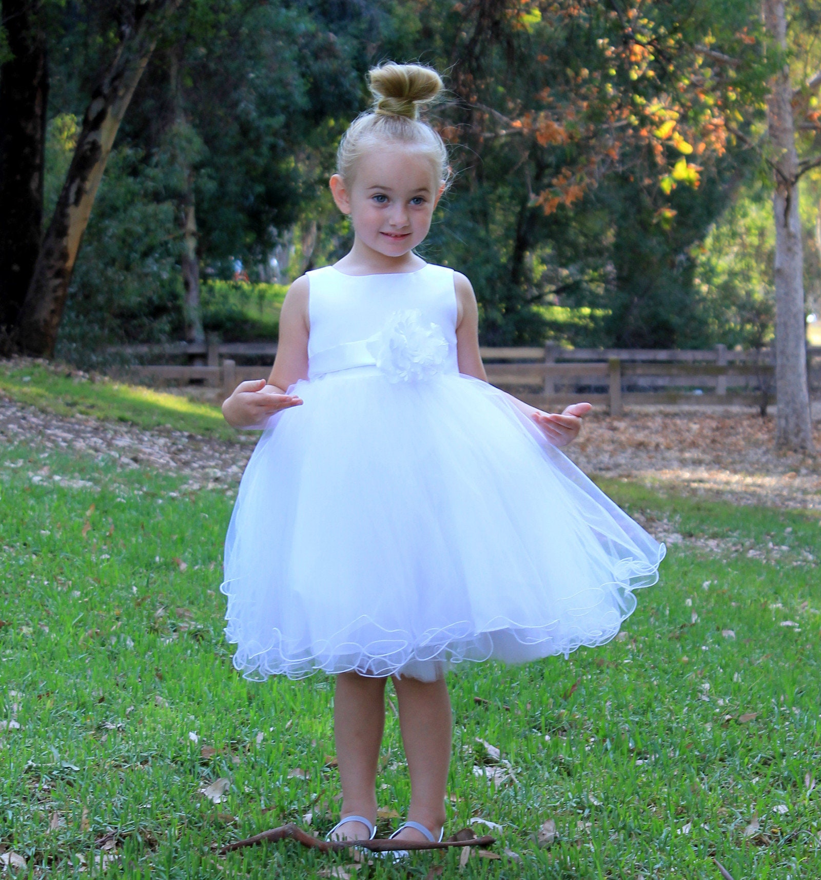 White Flower Girl Dress Wedding Junior Bridesmaid Communion Etsy