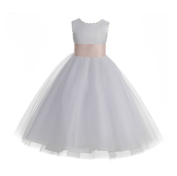 Amazon.com: Flower Girl Dress Tulle Princess Pageant Dress Open Back Ball  Gown Party Dress for Kids Blush US2: Clothing, Shoes & Jewelry