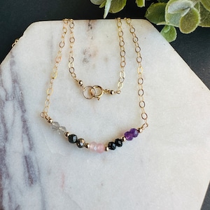 Dainty Empath Protection necklace negative energy Protection Anti-anxiety necklace Labradorite, Amethyst, Pyrite, Rose Quartz, Tourmaline