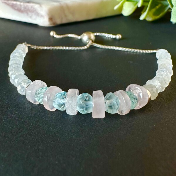 Fertility Bracelet Rose Quartz Moonstone Aquamarine, Pregnancy Wish Bracelet, Baby Bracelet Healthy Pregnancy Gift for Best Friend, Sister