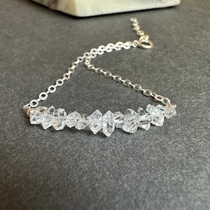 Herkimer Diamond Bracelet, Herkimer Diamond Beaded Bracelet, AAA Quality Herkimer Diamond Bracelet April Birthstone Healing Crystal Bracelet
