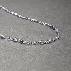 Tanzanite Necklace, December birthstone Necklace Simple Gold Necklace Dainty Purple Gemstone Beaded Chain Necklace, Birthday Gift Ideas