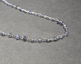Tanzanite Necklace Choker, Rosary Chain Necklace, Natural Gemstone Women Jewelry, December Birth Stone Necklace, Christmas Gifts For Her