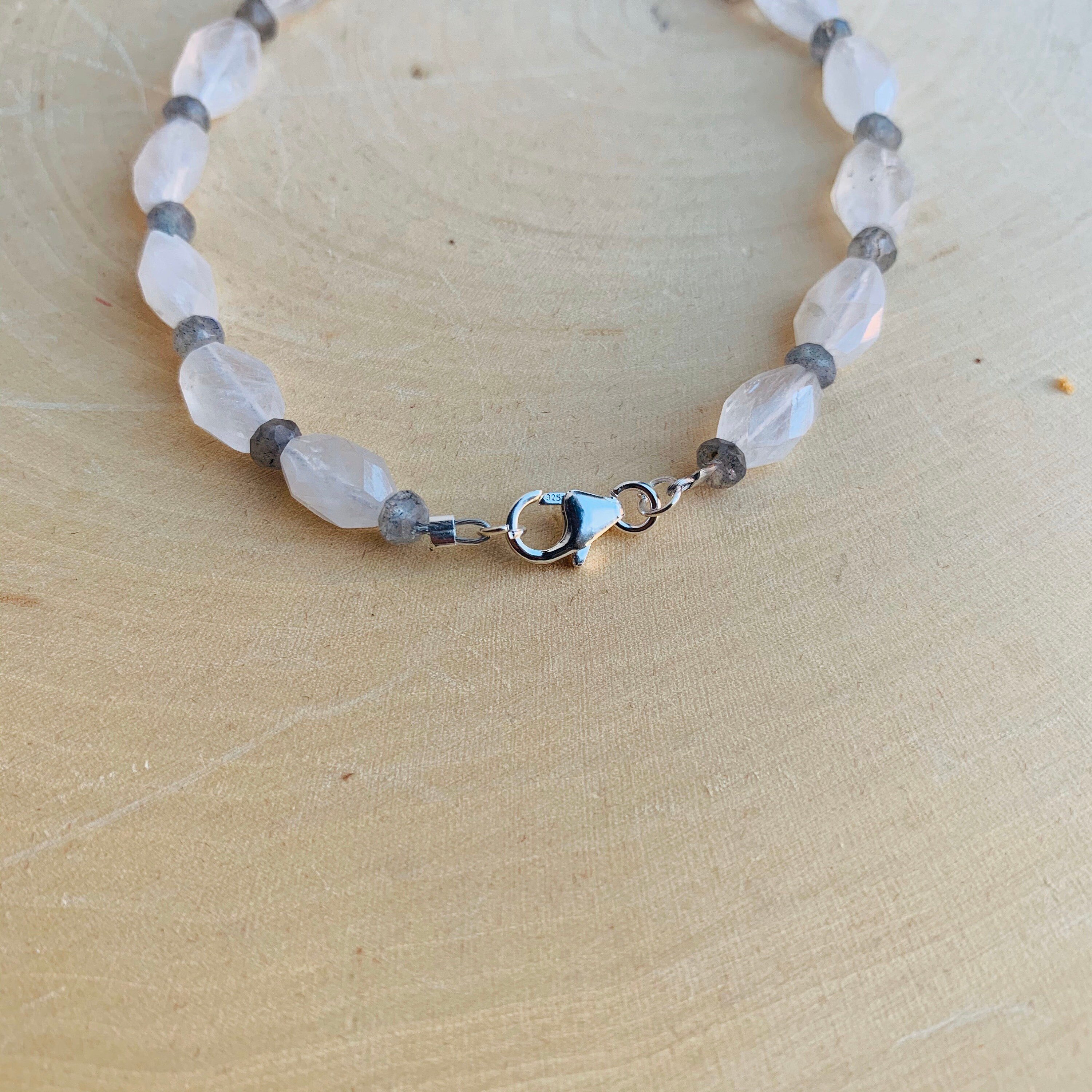 Rainbow Moonstone Labradorite Bracelet Sterling Silver Bead | Etsy