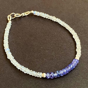 Tanzanite and Moonstone Bracelet December June Birthstone Bracelet Crystal Beaded Bracelet Gemstone Jewelry Handmade Birthday Gift for Her image 6