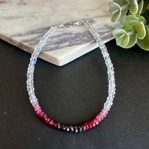 Rubin Ombré Armband: Guldfylld, Månsten, Juli Födelsesten