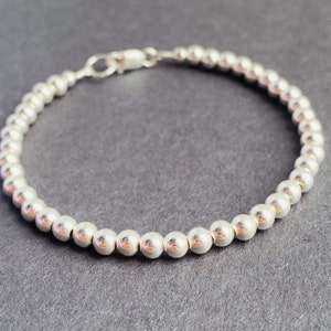 Sterling Silber Kugel Perlenarmband Runde Kugel Perlenarmband Zierliches Schichtarmband Weihnachtsgeschenk für sie Geburtstagsgeschenk 3, 4 mm Armband