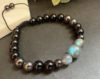 Empath Protection Bracelet: Labradorite, Black Tourmaline & Hematite