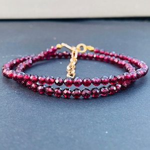Garnet Necklace Garnet Choker Gemstone Necklace January Birthstone Gold Beaded Choker Necklace Gift For Her Layering Necklace