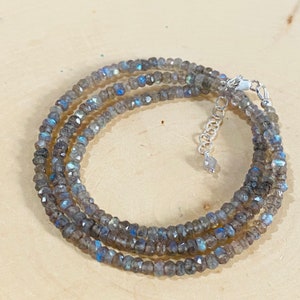 Labradorite Necklace, Beaded Choker, Labradorite Gemstone Bead Necklace Sterling Silver Gold Short/ Long Necklace Gift For Her