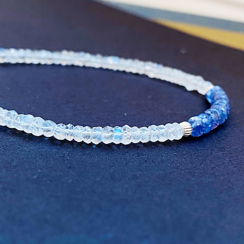 Tanzanite and Moonstone Bracelet December June Birthstone Bracelet Crystal Beaded Bracelet Gemstone Jewelry Handmade Birthday Gift for Her image 4