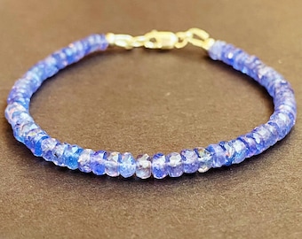 Tanzanite Bracelet Gold/ Silver December Birth stone Bracelet, Purple Stone Bracelet, Dainty Crystal Beaded Bracelet, Birthday Gift For Her