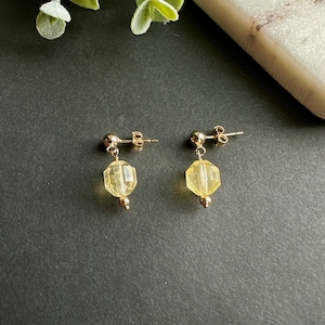 Natural Citrine Drop Post Earrings, Yellow Crystal Earrings, Lightweight Gemstone Earrings, November Birthstone Birthday Best Gift for Her