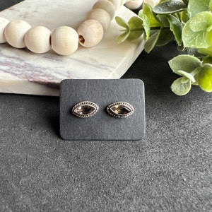 Smoky Quartz Stud Earrings Sterling Silver Bezel Set, Brown Crystal Smokey Quartz Studs, Unisex Gemstone Post, Best Birthday Gift for Friend