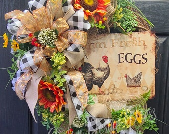 Farm Fresh Eggs Grapevine Wreath | Country Wreath | Farmhouse | Door Hanger