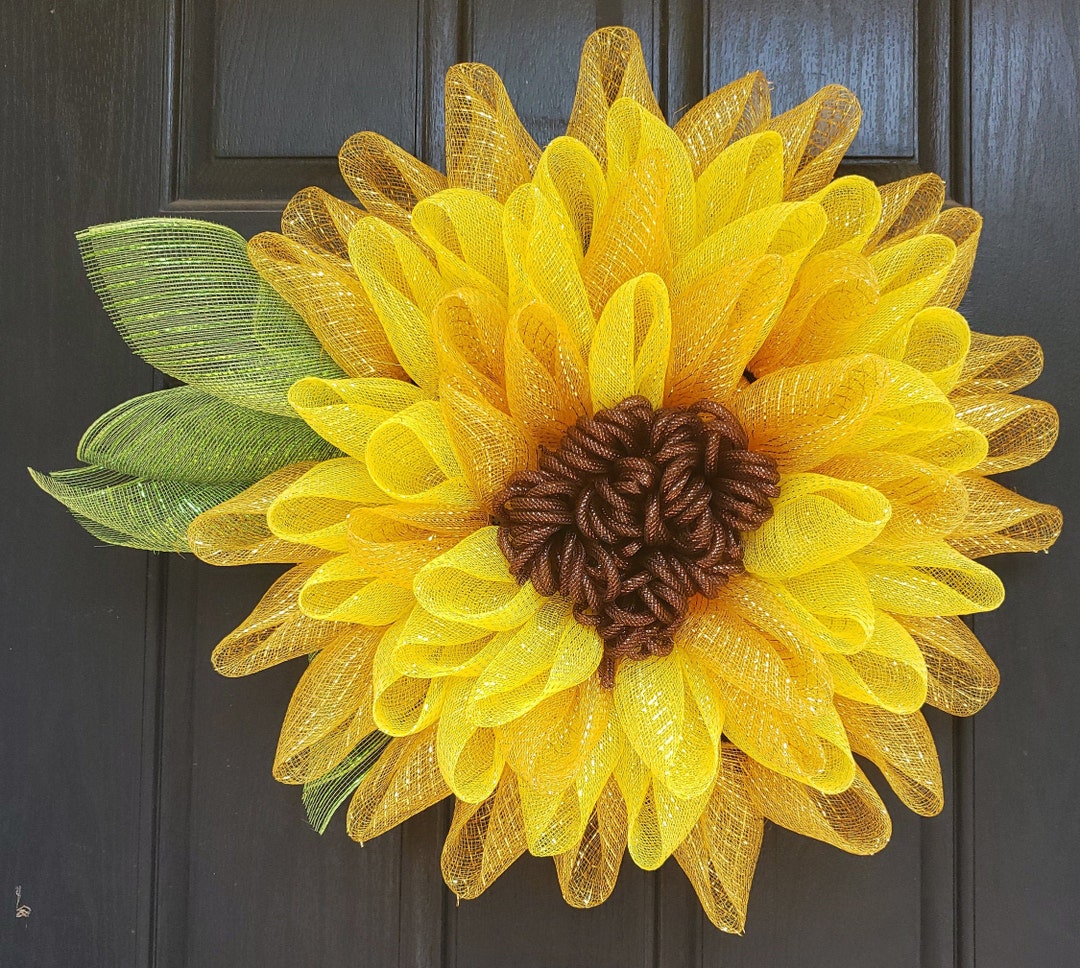 Yellow/gold Sunflower Mesh Wreath - Etsy
