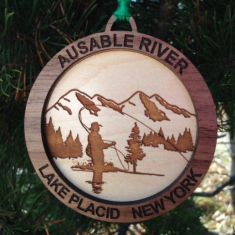 Fly Fishing Ornament Custom Wood Christmas Ornament Ausable Etsy