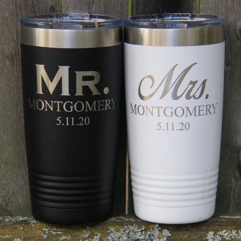Mr Mrs Tumblers Gift Set 20oz Polar Camel Tumbler with Slider Lid Wedding Gift Personalized Gift for Couple Anniversary Gift for Parents