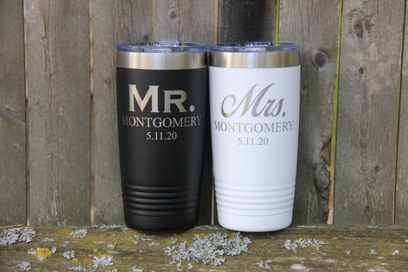 Mr Mrs Tumblers Gift Set 20oz Polar Camel Tumbler with Slider Lid Wedding Gift Personalized Gift for Couple Anniversary Gift for Parents