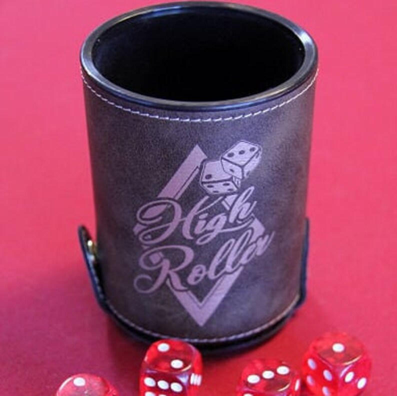 Vegan Leather Dice Cup with Lid Personalized Travel Dice Etsy