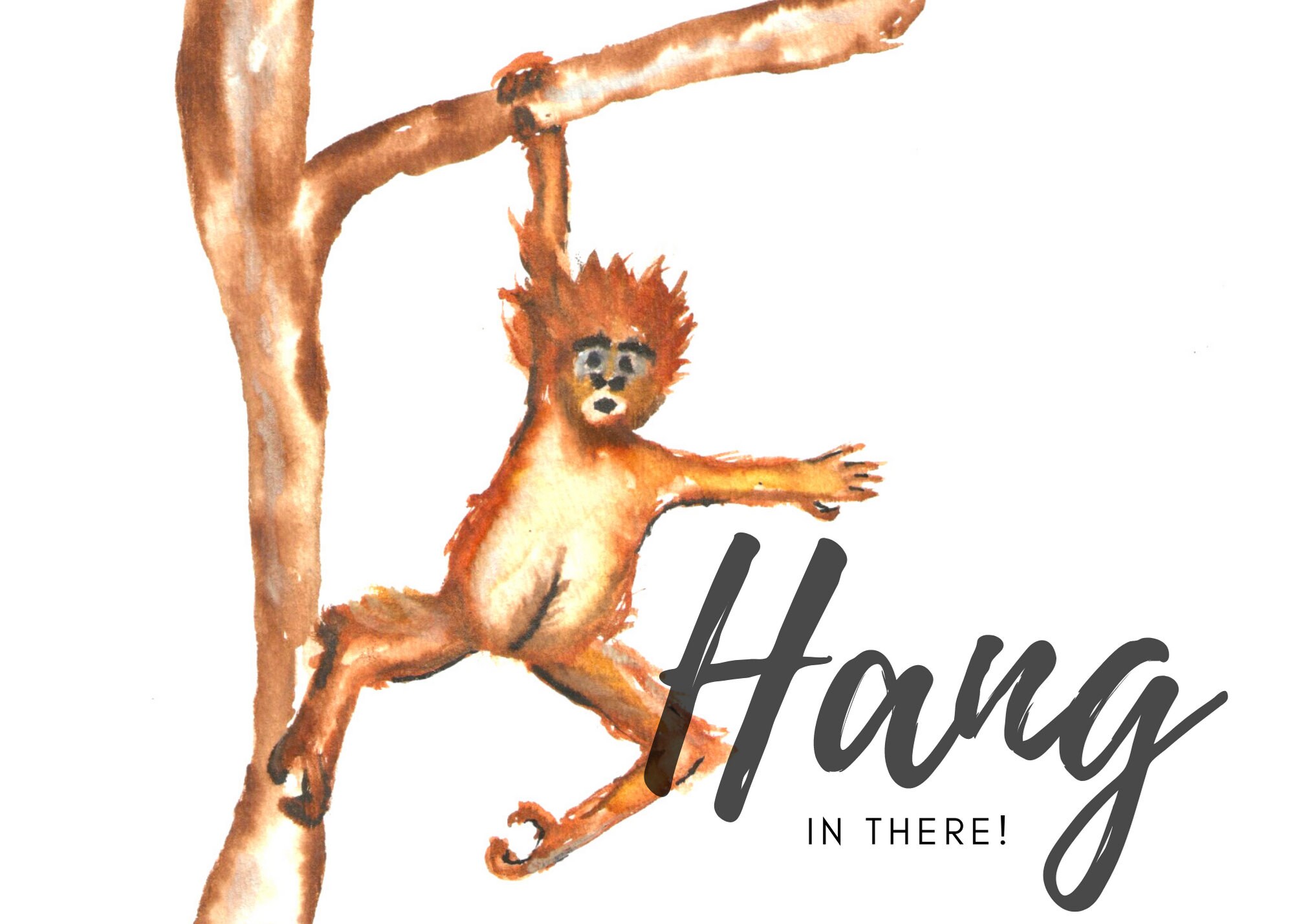 Monkey Card I Hang in There Card I friendship Card I Thinking | Etsy