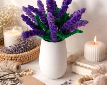 Pipe Cleaner flowers, handmade lavender