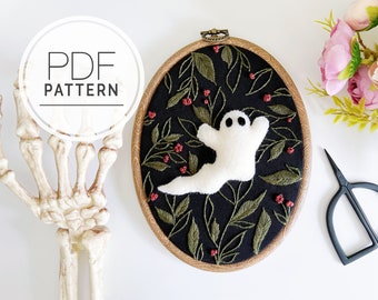 PATRÓN DE BORDADO PDF ⨯ Fantasma espeluznante / Patrón de bordado de Halloween y otoño - artesanía de temporada espeluznante - bordado de fantasmas embrujados decoración diy