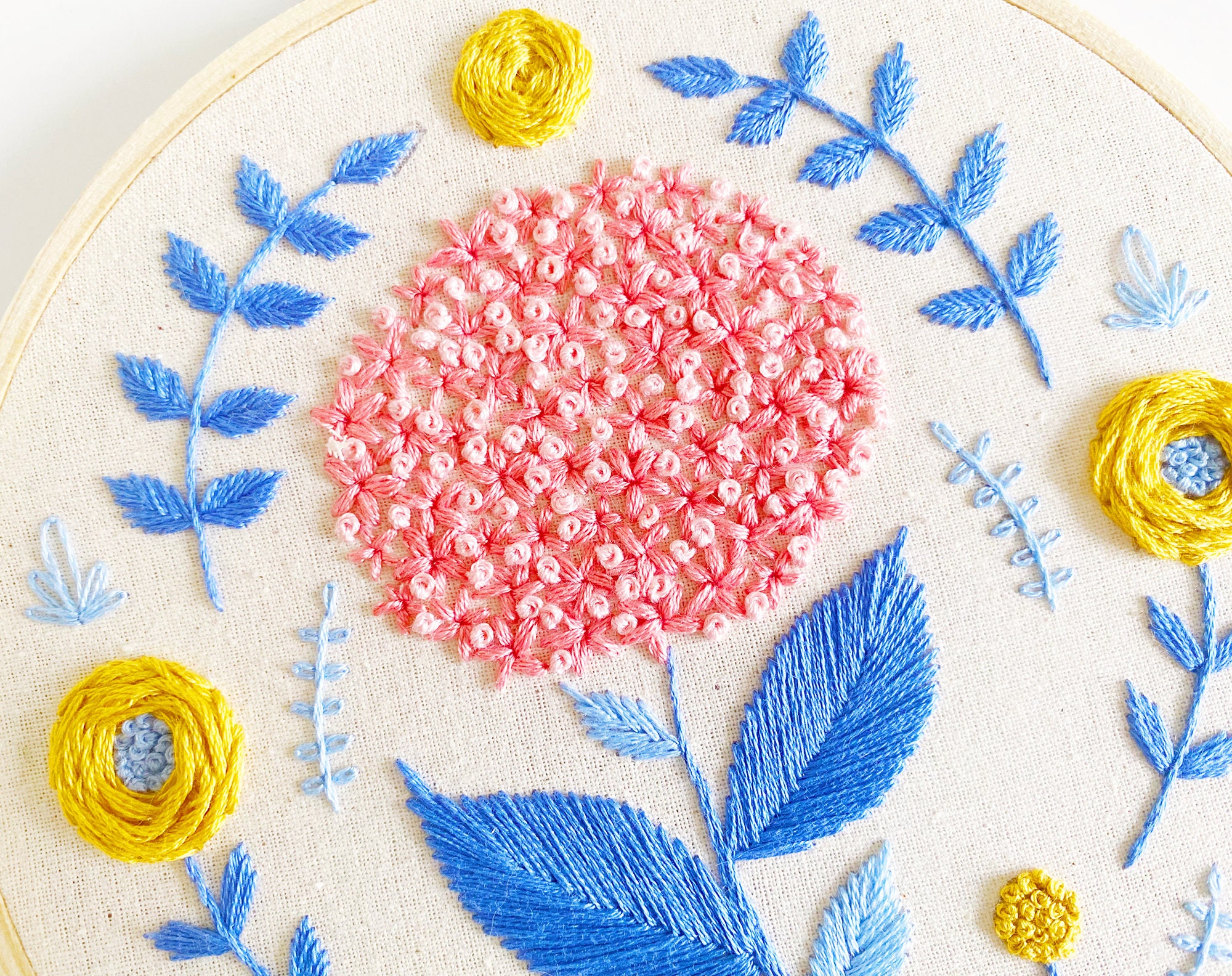 PDF EMBROIDERY PATTERN Happy Hydrangea Floral hand | Etsy