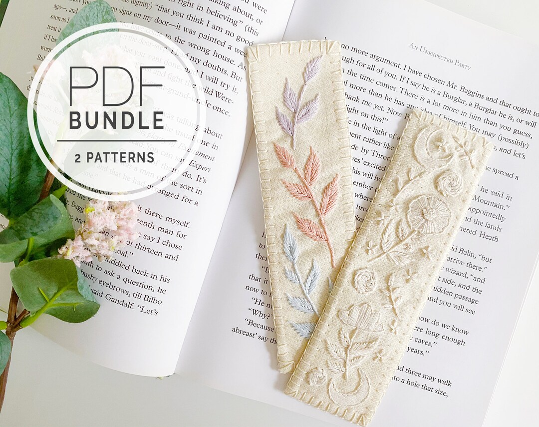 PDF EMBROIDERY PATTERN Bookmarks Handmade Floral pic