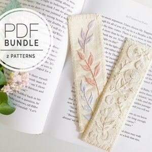 PDF EMBROIDERY PATTERN ⨯ Bookmarks | Handmade floral embroidered bookmark pdf pattern - handmade gift idea - diy gifts - personalised gift